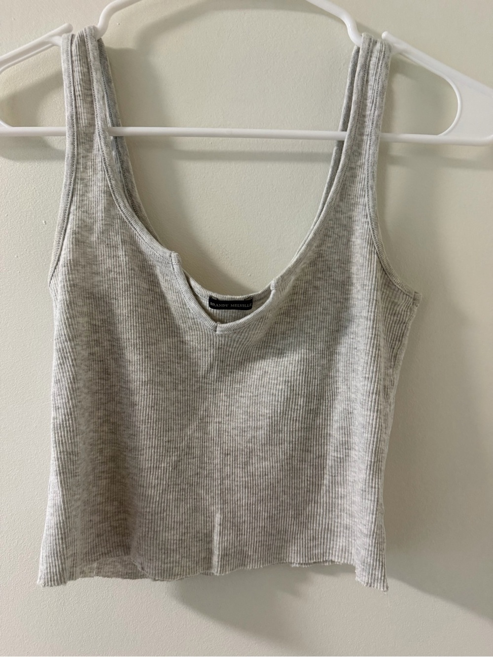 Brandy Melville Light Heather Gray Ribbed Scoop Tank